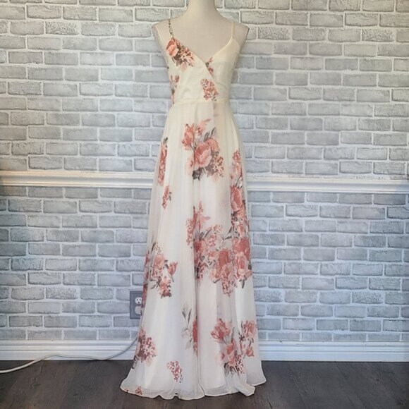 Lulus Floral Wrap Maxi Dress Elegant Wedding Guest Prom NEW XS Cottagecore - Picture 1 of 11